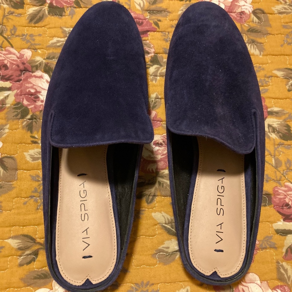 Via Spiga Yeo Slip On Mule Blue Suede